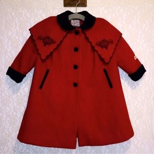 Girl's 3T. ROTHSCHILD 100% Wool Tailored Dress Jacket Red/Black/Floral